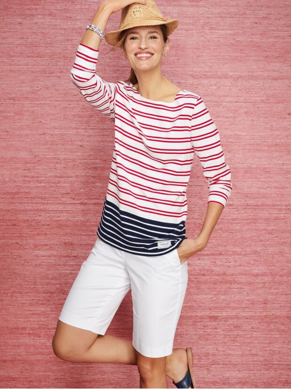 Talbots The Perfect Shorts White Mid-Length Pull-On Bermuda Shorts - Picture 2 of 12